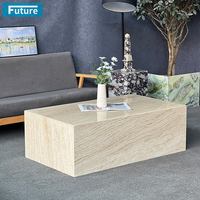 Luxe Wabi-sabl Style Moderne Cube Bas Plinthe Super Blanc Travertin Table Basse pour Salon Villa Hôtel Décor
