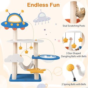 Foreign Trade Plush <b>Cat</b> Tree with Climbing Rack Nest <b>Scratching</b> <b>Board</b> & Toy-Space Capsule Design - Product Image 3