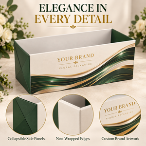 Boîte d'emballage de fleurs de luxe personnalisée, boîte cadeau florale pliable en carton avec logo pour les fleuristes, présentation de bouquets et cadeaux - Product Image 4