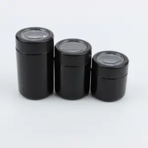 Beliebtes Design 2oz 3oz 4oz schwarzes Glas mit Lupe 44mm Kunststoff Schwarze kinder sichere Kappe