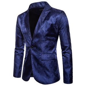 Blazer Elegante para <span class=keywords><strong>Hombre</strong></span>, Diseño Paisley Plateado con Flores, Color Rojo Vino y Dorado, Ideal para Bodas y Eventos, Venta al Por Mayor de Fábrica - Product Image 6