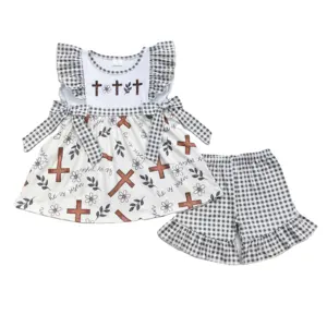 Hoge Kwaliteit Easter Cross Jurk Met Korte Mouwen Peuter Meisjes Jurken Goedkope China Groothandel Kinderkleding