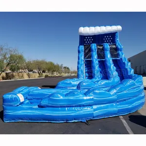 वाणिज्यिक लोकप्रिय आउटडोर पार्क बड़ी लहर डबल गलियों बच्चों और वयस्क के लिए inflatable पानी स्लाइड