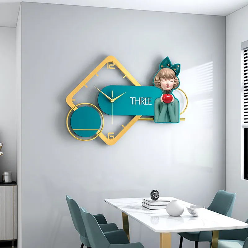 Креативные объемные металлические квадратные большие декоративные металлические настенные декоративные часы Современный дизайн для детской комнаты