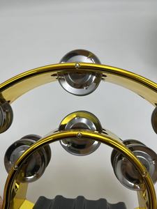 Tambourin demi-lune double rangée plaqué or et argent avec grelots métalliques pour KTV, fête ou Orff - Product Image 6