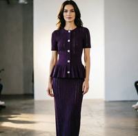 Robe pour femme de haute qualité, nouvelle mode, tricotée, à manches courtes, col en V, boutonnée, simple, mi-longue, ajustée, respirante