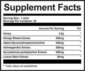 Palitos de Miel Brain Focus con L-Tirosina para Vitalidad y Bienestar Diarios Naturales, Botella de 30 Unidades - Product Image 2