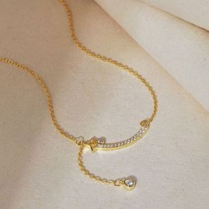 Collar con Colgante de Estrella y Sonrisa de Zirconia 5A y Oro de 18K, Diseño Simple Dylam, Joyería Fina de Moda, Accesorios para Uso Diario - Product Image 6