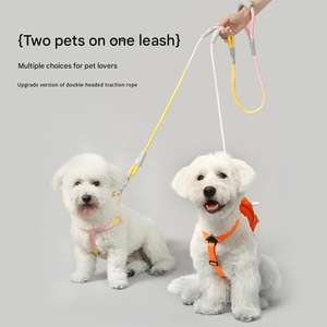 Guinzaglio per animali domestici in Nylon regolabile con doppio guinzaglio colorato con comoda maniglia per camminare con due cani - Product Image 4