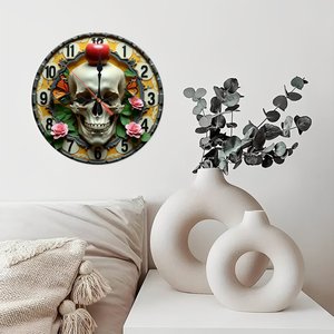 Round Wooden Wall <b>Clock</b> 25cm <b>Hand</b> Carved Silent Non Ticking Home Art Decoration - Product Image 4