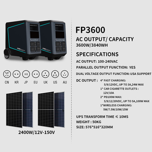 Station d'alimentation portable Senci 3600W 3840Wh avec charge USB sans fil et entrée voiture, batterie de secours MIN 300 Senci avec charge USB sans fil et entrée voiture - Product Image 3