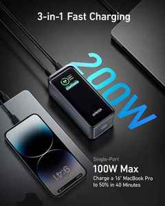 Anker Prime 20000mAh พาวเวอร์แบงค์ 200W GaNPrime PowerCore พร้อมเครื่องชาร์จพกพา 3 พอร์ตความจุสูงสำหรับ A1336 200W ความเร็วสูง - Product Image 6