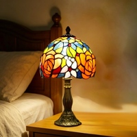 Lampe de table turque moderne vintage en vitrail, mosaïque florale de luxe, lampe de bureau LED, style antique marocain pour chambre à coucher, chevet, hôtel