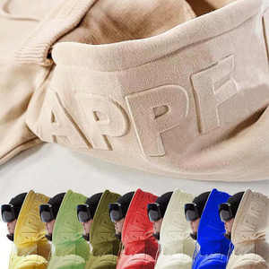 Sweat-shirt à capuche 3D gaufré de haute qualité, lourd, avec logo personnalisé, en molleton, coupe oversize, pour homme, broderie 3D, collection automne - Product Image 4