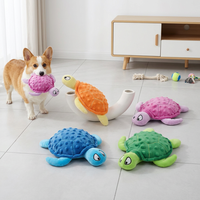 Nouveau jouet sonore pour chien en peluche tortue marine souple sans rembourrage, froissé, 25 cm, avec couineur, pour mastication, motif dessin animé