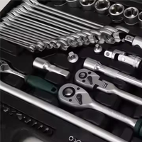 Jeu de 142 douilles et embouts de tournevis à cliquet 72 dents, outil manuel en alliage d'aluminium pour kit de réparation automobile, avec boîte de rangement roulante