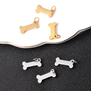 Подвески-косточки из литой нержавеющей стали с тиснением для изготовления ошейников, браслетов и украшений для животных своими руками. Акция. - Product Image 4