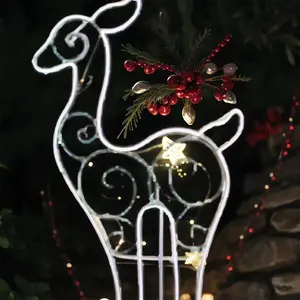 Estatueta de Natal e brinquedo para decoração de feriados de veado de ferro plano de 36 polegadas