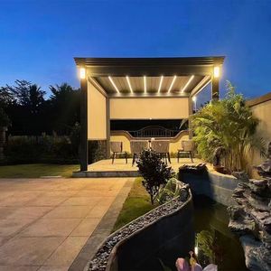 Electric Motorized Louver Pergola Remote Control Waterproof Aluminium Patio Awning Roof with Adjustable Louvers and LED Lights - Product Image 5