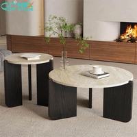 Table basse HZX en marbre travertin naturel moderne, polie, écologique, durable, découpée sur mesure pour salon, salle à manger, intérieur