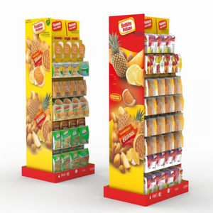 Rak Display makanan rak Display kardus promosi Supermarket Logo kustom Stan Display coklat - Product Image 1