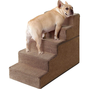 SUREWALHOME Plush Cover <strong>Pet</strong> Stair for Sofa Easy Install <strong>Pet</strong> Stairs for Dog and Cat Steps with Washable and Zippered for <strong>Bed</strong> - Product Image 3
