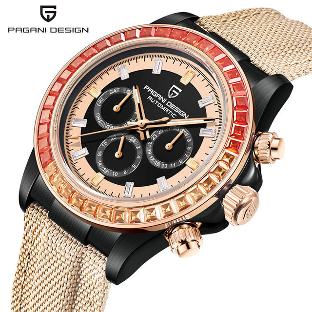 Pagani Design 1732 Fashion Colors Mens Mechanism Watch Stylish Leather and Nylon Band Luminous  Big Sports Wrist Watch