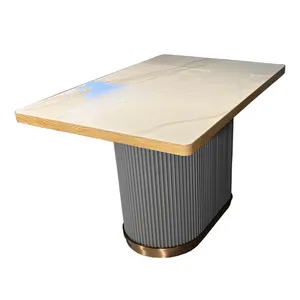 High Quality Slate Stone Dining Table Restaurant Furniture Modern Golden Base Marble Table Top Fashion Coffee Tea Table