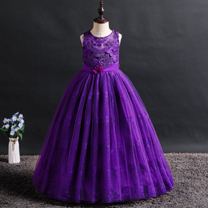 Girls' Pink Tulle Ball Gown Dress O-Neck Flower Girl Dress For Children Performance Costume Princess Dress One Piece - Product Image 3