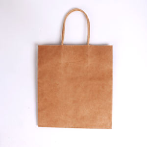 Sac en papier kraft brun écologique de qualité supérieure pour la vente en gros de produits de restauration rapide à emporter avec poignée, 27*21*14cm - Product Image 3