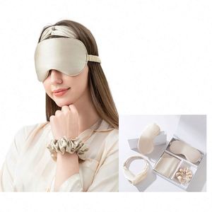 100% Pure Mulberry <b>Eye</b> <b>Mask</b> 22 Momme Adjustable Strap Light Blocking Silk Storage Bag Box for Sleep Travel Gift Set - Product Image 1