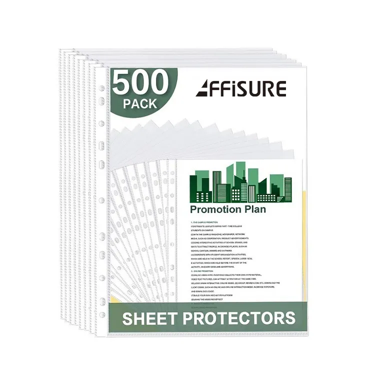 AFFISURE 11 Hole A4 Size Punch Pocket A3 Plastic PP Transparent File Folder Sheet Protector