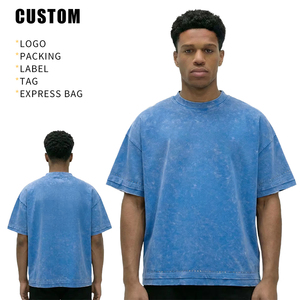 T-Shirt Oversize con Lavaggio Acido OEM 260GSM 100% Cotone Alta Qualità Magliette Vintage con Strass Streetwear all'Ingrosso per Uomo - Product Image 3