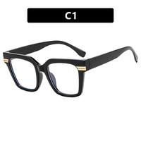Nouvelle monture de lunettes tendance 2025 de style européen et américain pour femme, forme carrée large concave, miroir uni, anti-lumière bleue, solide