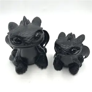En gros noir obsidienne krokmou sculpture sur pierre de cristal de quartz de dragon à vendre