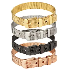 Gratuit personnalisé argent or rose couleur or mélangé 10mm bricolage acier inoxydable maille bracelet bracelet bracelets