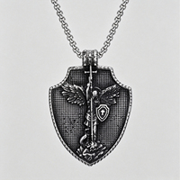 Collier pendentif en acier inoxydable en forme de croix de l'archange Saint Michel, protecteur des hommes et des femmes, religieux catholique