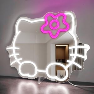 Specchio Neon dimmerabile Anime per comò e decorazione della stanza interna LED fonte di luce gatto parete specchio e camera da letto parete regalo - Product Image 3