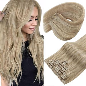 Clip de <span class=keywords><strong>cheveux</strong></span> humains droits en extension Real Remy Clip in Hair Extension Clip Ins Strawberry Blonde Mix Light Blonde Hair Fournisseur - Product Image 1
