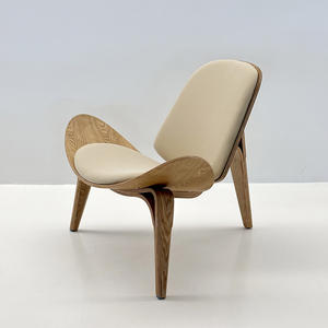 Fauteuil en cuir avec coque en bois massif, chaise de salon rétro à structure en bois, chaise à dossier ergonomique pour salon et chambre, personnalisable - Product Image 4