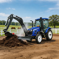 Mini-tracteur agricole EPA 50HP 4x4 à transmission par engrenages avec chargeurs avant et arrière, pompe et boîte de vitesses
