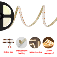 Bande lumineuse LED flexible COB de Shenzhen, Chine, 320 LED/m, CE RoHS FCC IP44 étanche, 5 mm 8 mm USB 24V 3000K-6000K