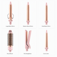 Ensemble de fer à friser en céramique tourmaline 6 en 1, barils interchangeables, chauffe rapide, écran LCD réglable, CE FCC, double tension, styler pour cheveux
