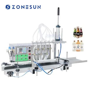 ZONESUN ZS-DTMP6 Macchina Riempitrice di Bottiglie in Vetro a Sei Teste con Pompa Magnetica, Capacità 1 Litro, con Nastro Trasportatore - Product Image 1
