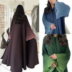 Vestidos Maxi Elegantes de Poliéster para Mujeres Musulmanas, Abayas con Frente Abierto, Mangas Acampanadas, Caftanes Árabes, Ropa Islámica de Turquía, Transpirable - Product Image 2