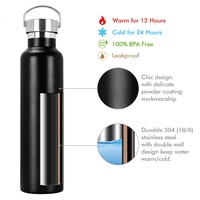 Bouteille d'eau isolée à double paroi en acier inoxydable, durable et revêtue de poudre pour boire et faire bouillir l'eau pour les cadeaux