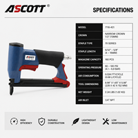 ASCOTT 7116-421 Agrafeuse pneumatique à couronne fine de 0,36 po, outils industriels pour le travail du bois, pistolet à agrafes pneumatique pour tapisserie de 1/4 po à 5/8 po