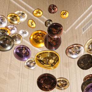 <span class=keywords><strong>Suspension</strong></span> LED de décoration intérieure moderne allumant le lustre sphérique circulaire en verre soufflé par vin - Product Image 2