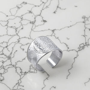 Solomon Kabbalah misticismo anillo de estrella de siete puntas tamaño ajustable Vintage plata antigua joyería de mano - Product Image 5