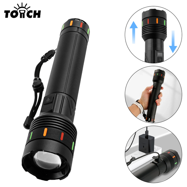 Multifunctional Durable Efficient Energy-saving Torch High Lumen Telescopic Zoom Adjustable Aluminum Alloy Led Flashlight